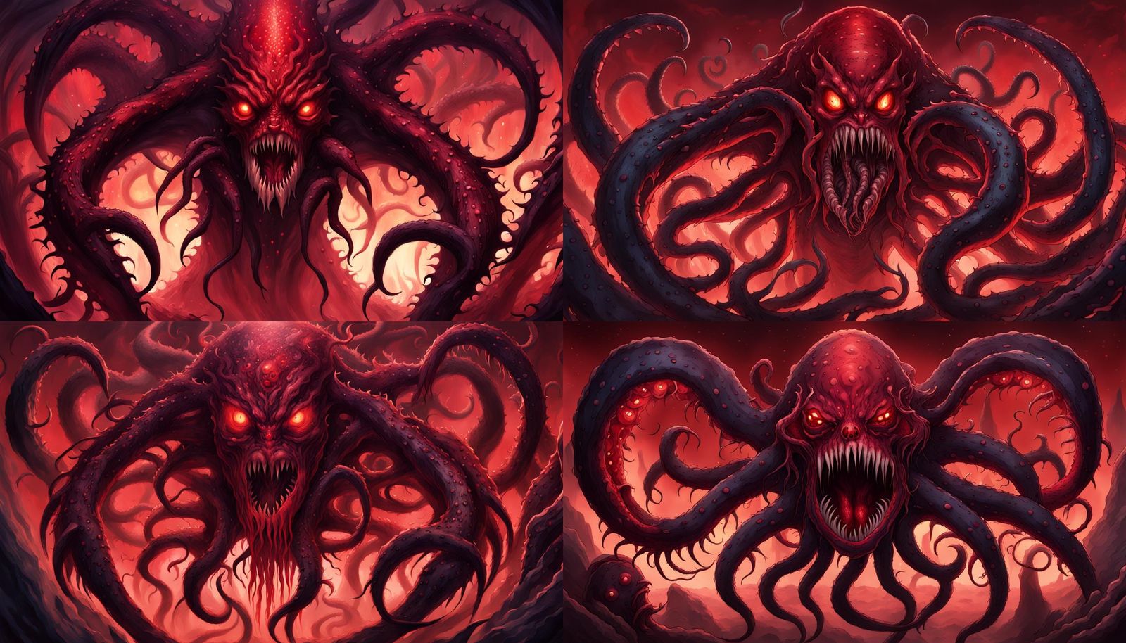 Terrifying Cosmic Horror God with Tentacles and Eyes