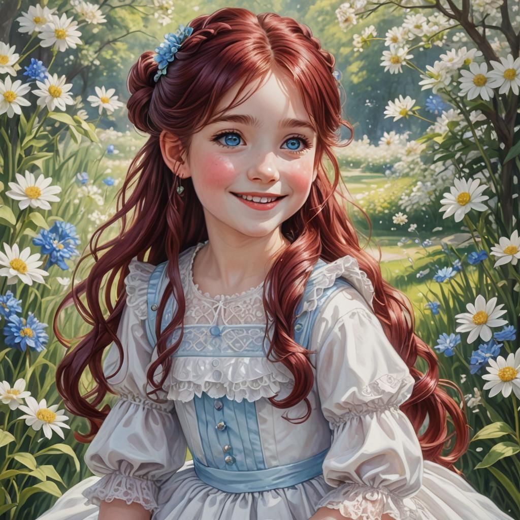 Smiling Girl in Spring: Anime-Style Colored Pencil Drawing