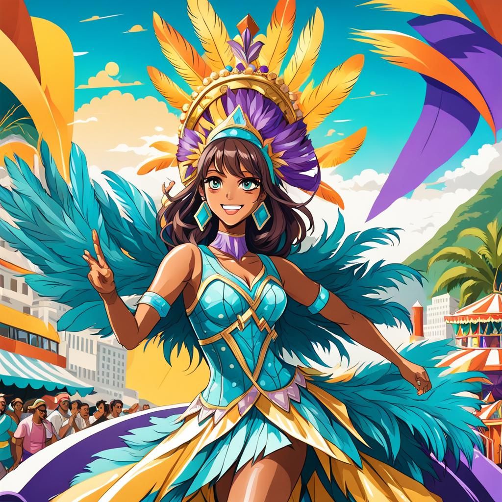 Anime Girl Dancing in Rio Carnival