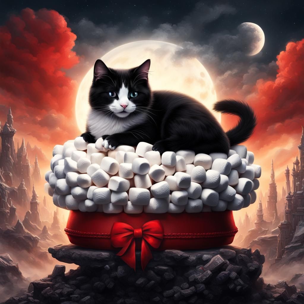 Cat Nap on Marshmallow Dreamscape