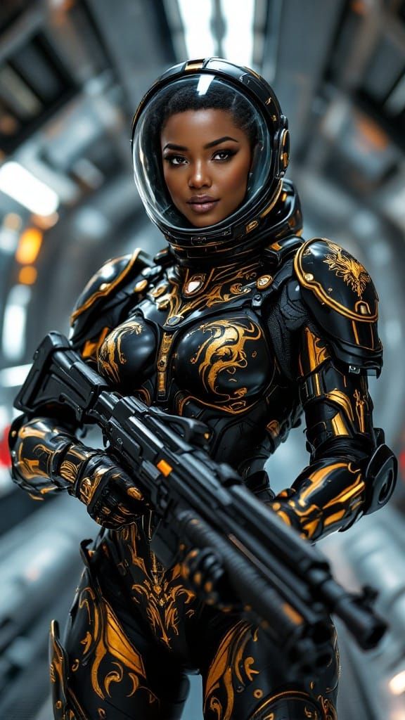Cyberpunk Goddess of Space: A Stunning Black Woman in Futuri...