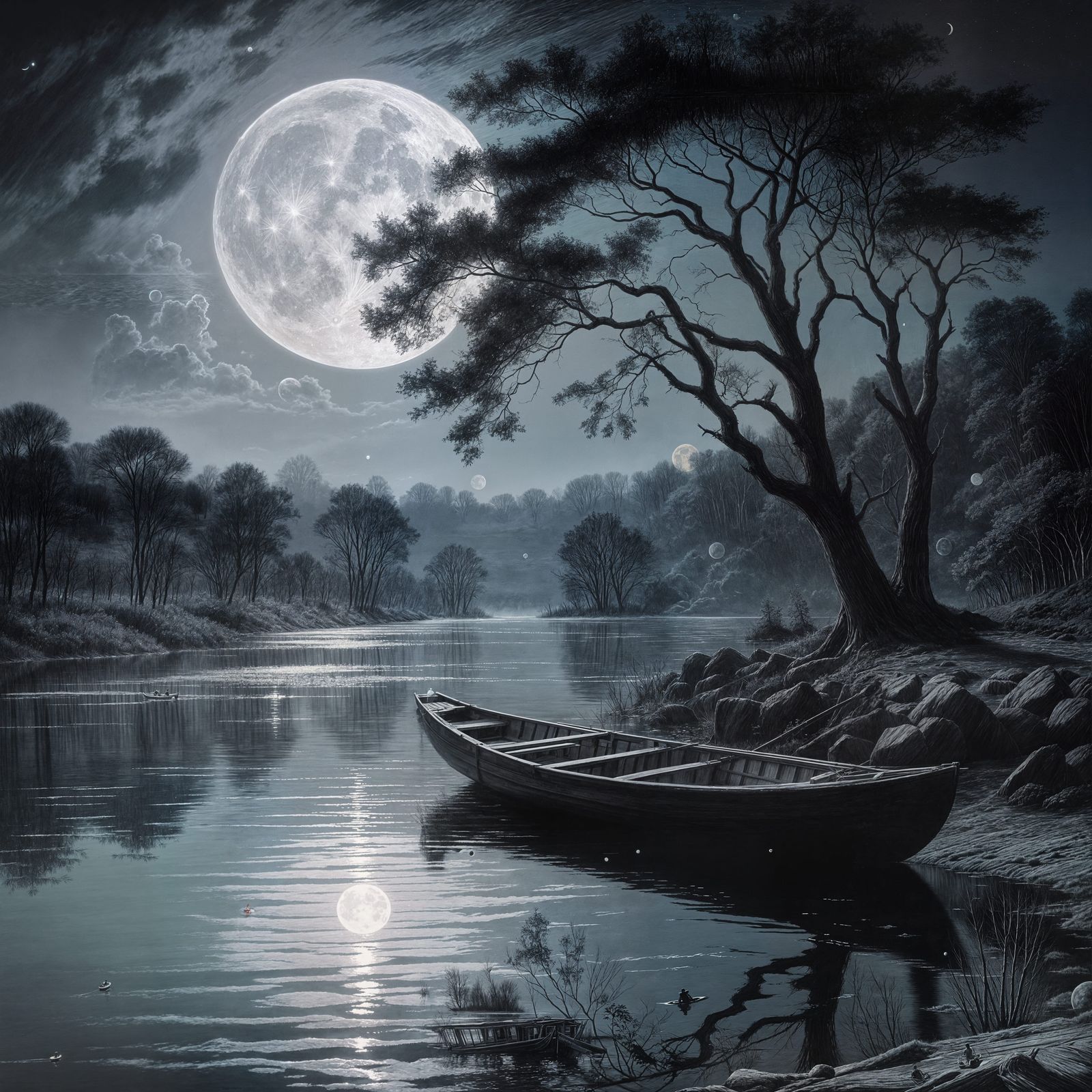 Majestic Night Sky with a Debtor's Moon