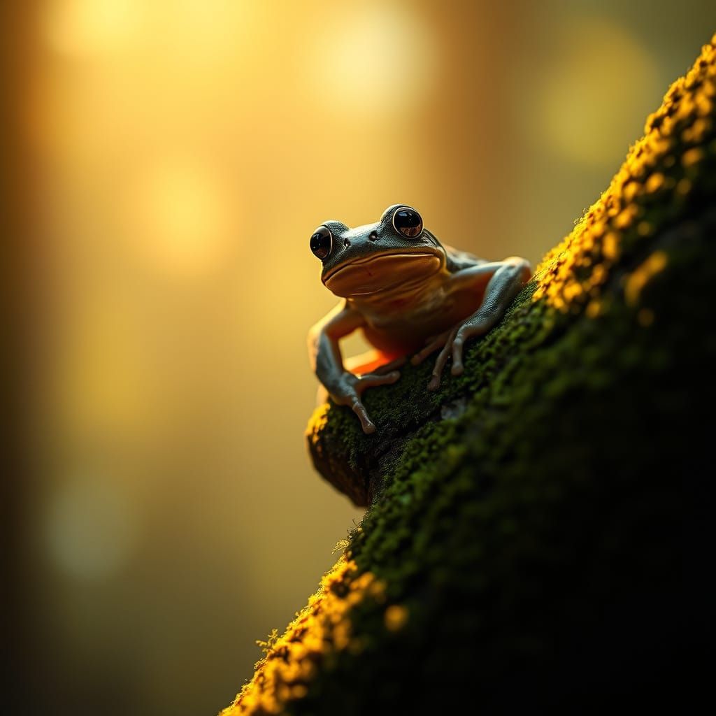 Frog in a Golden Forest Glow