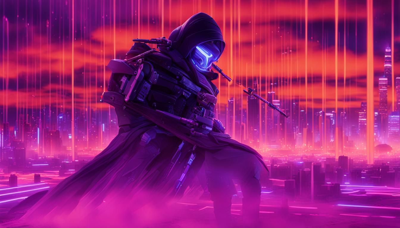 Spectre Warrior with Glowing Katana in Cyberpunk Style