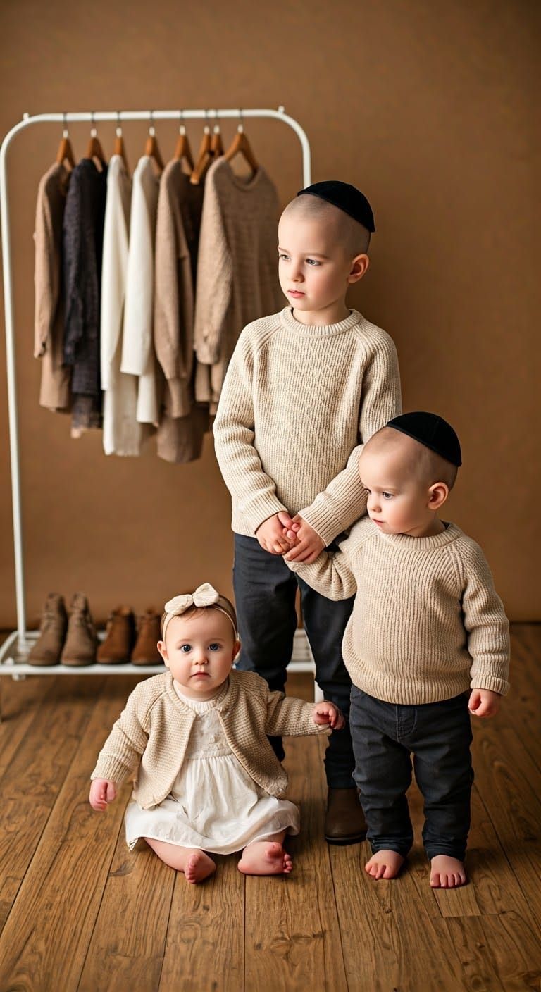 Brothers in Minimalist Autumnal Photo Studio