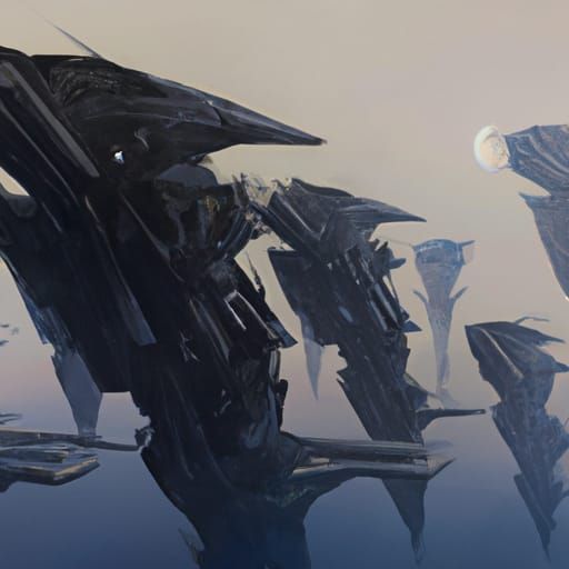 Futuristic Spaceship Fleet Concept Art in 8K