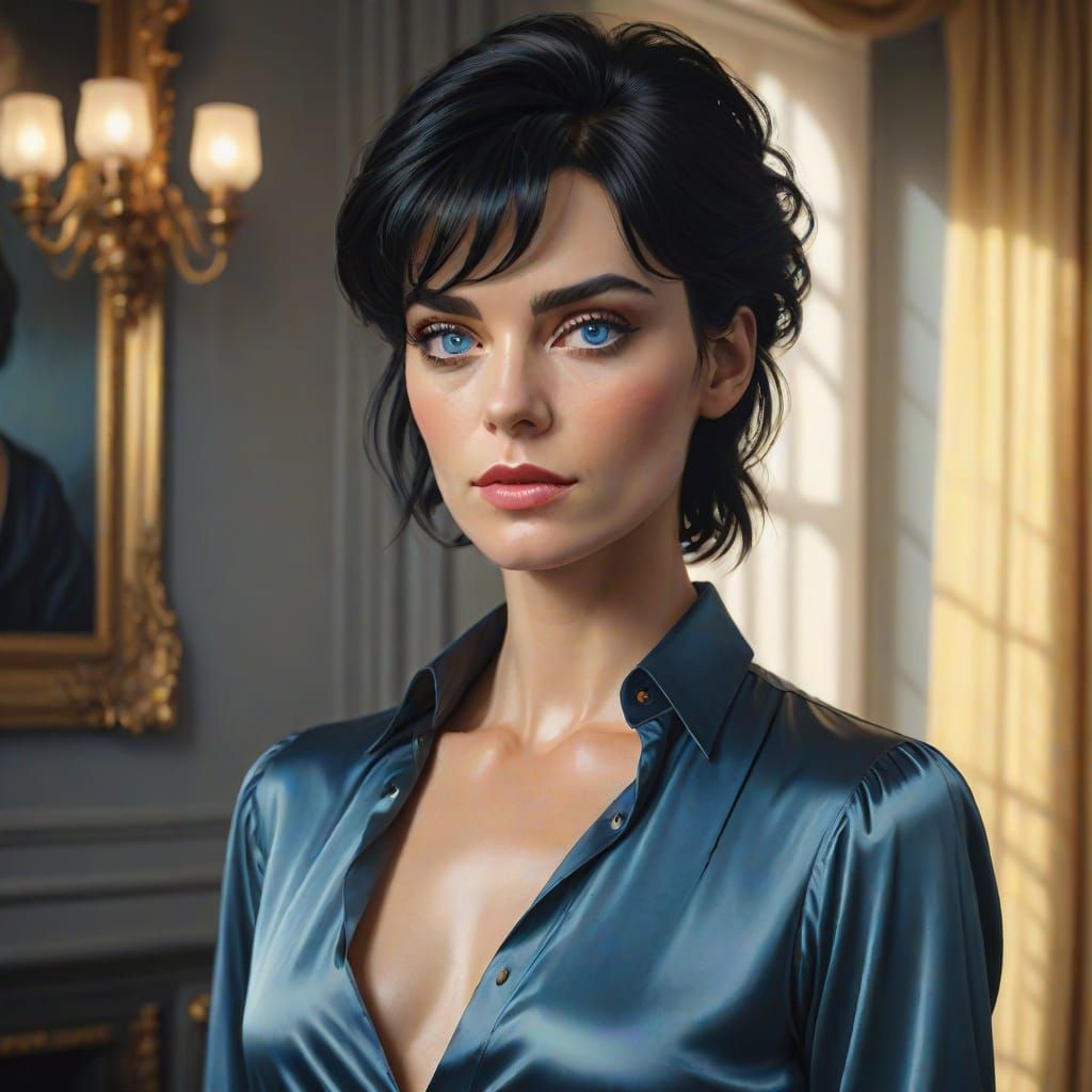 Elegant Androgynous Figure in 80s Style Portrait