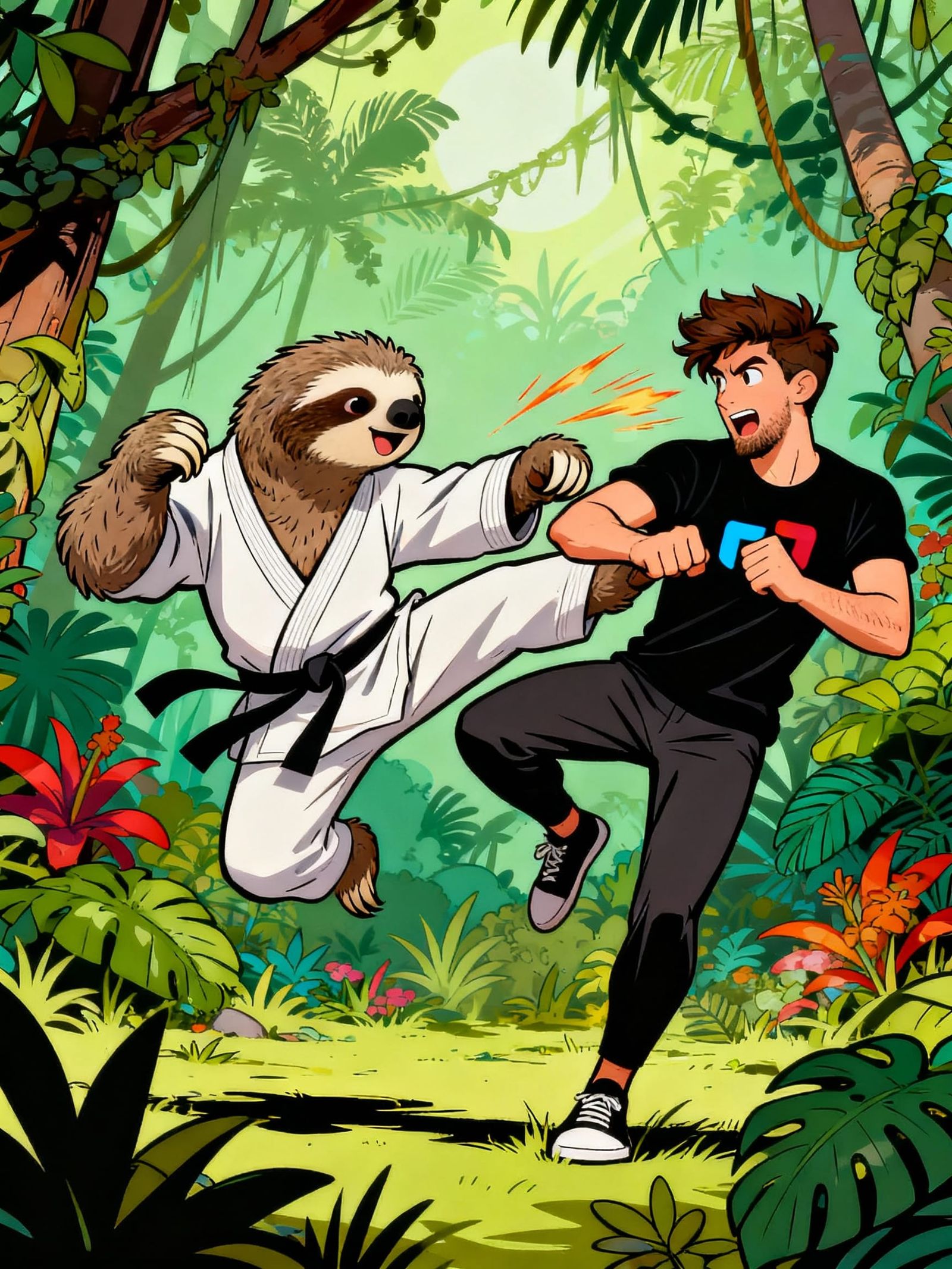 Sloth vs Markiplier in Cartoon Jungle Battle