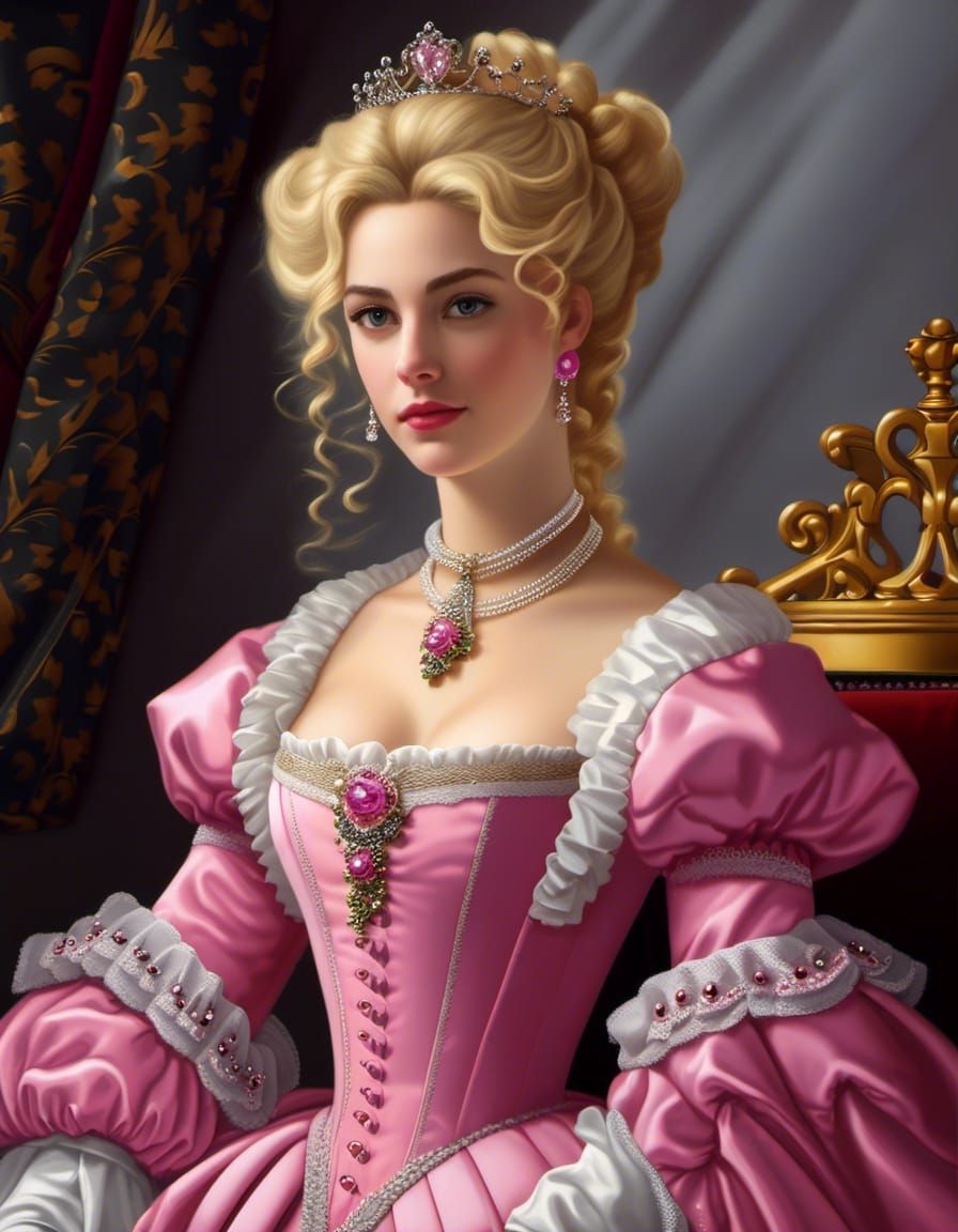 Victorian Princess Portrait in Rose Garden Oil Painting