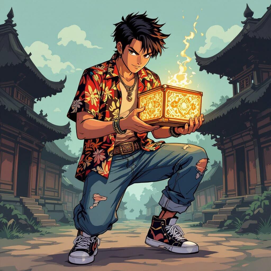 Young Indonesian Hero-Thief in Anime Art Style