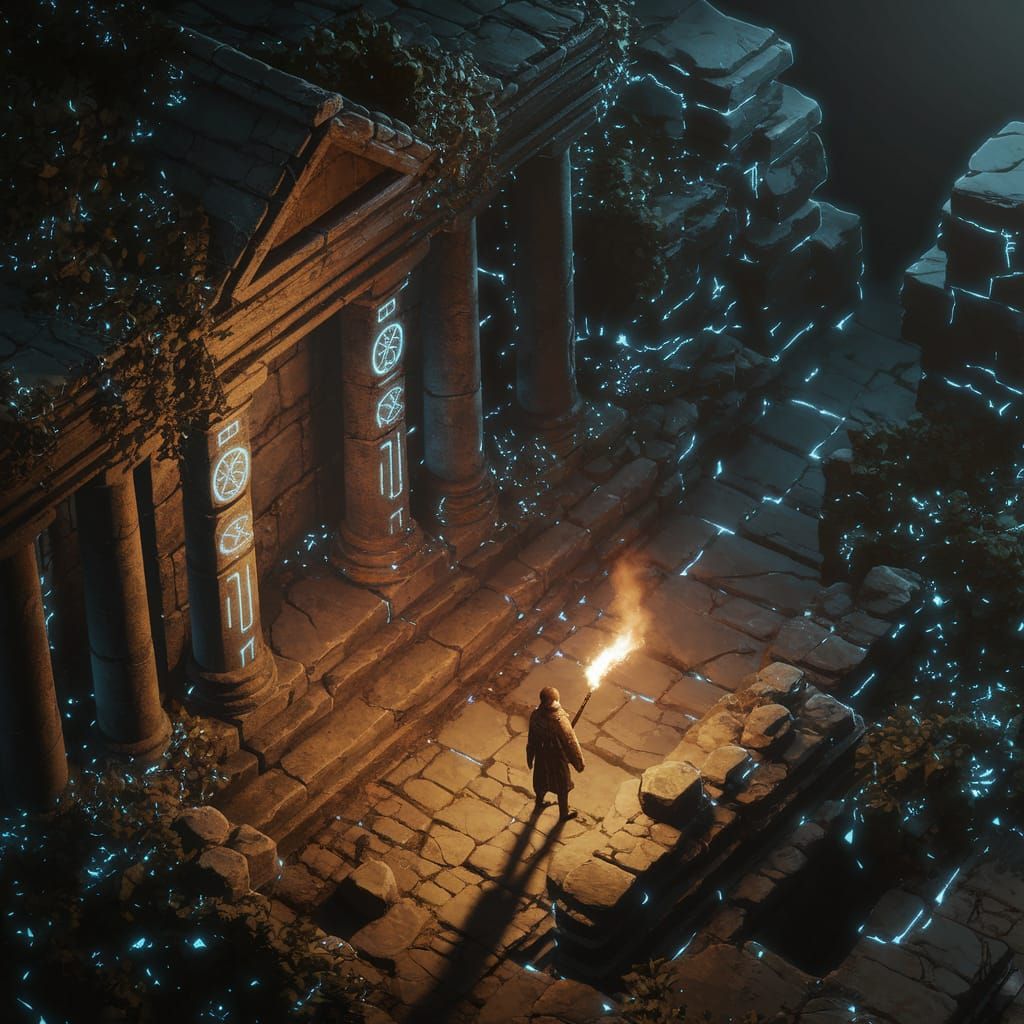 Bioluminescent Temple: Dark Fantasy Concept Art