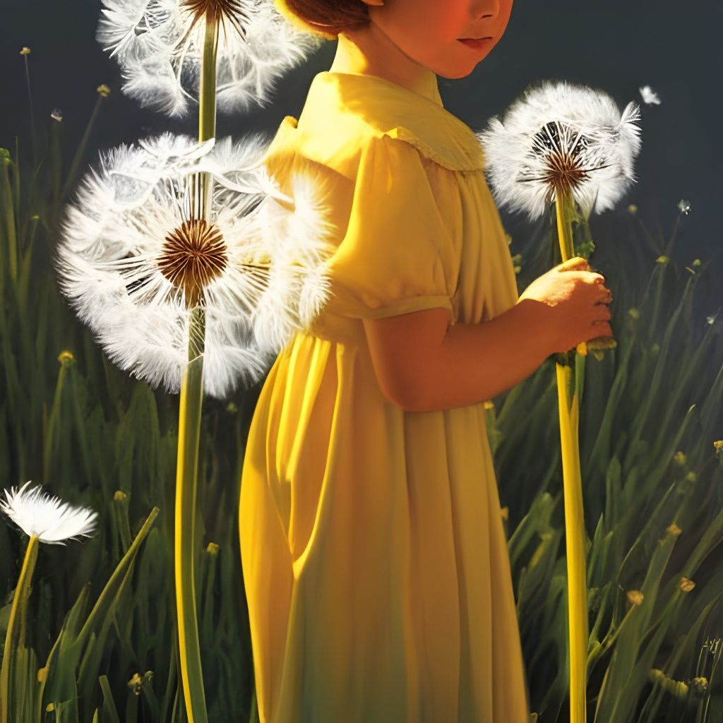 Dandelion Wishes Painting in Fantasy Art Style