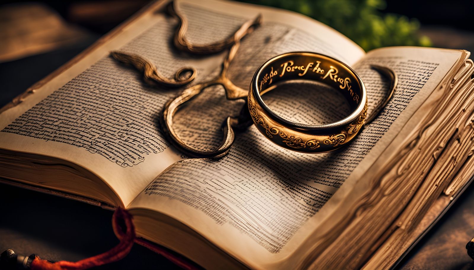 Intricate Lord of the Rings Book, Hyperrealistic HDR