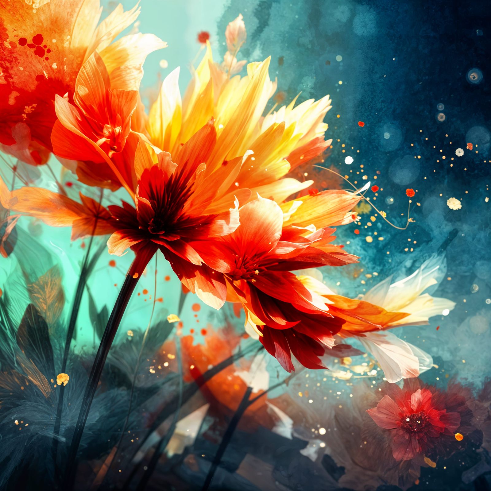 Contemporary Floral Design with Grunge Texture