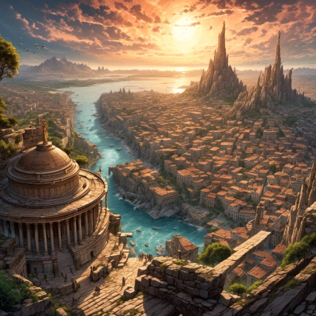 Ancient Greece City in Comic Book Style