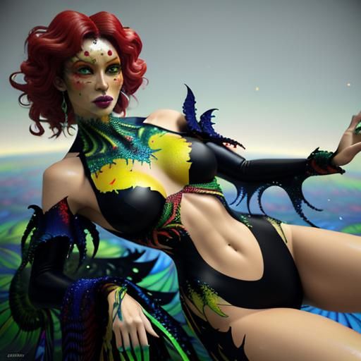 Psychedelic Fractal Leaves in Vivid Oil Painting