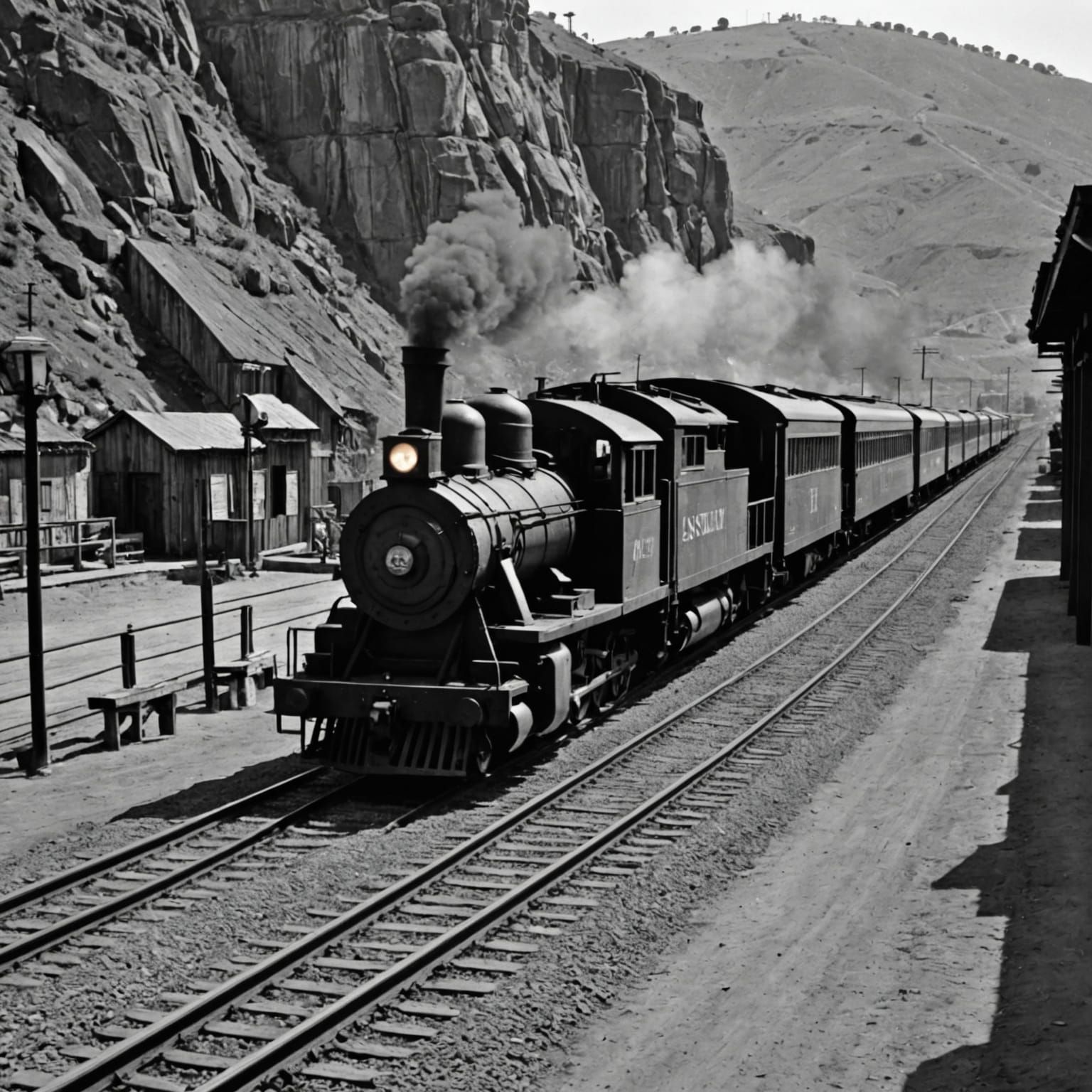 Vintage Steam Train in Rural Landscape