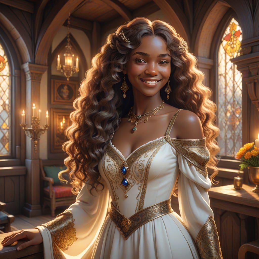 Fantasy Portrait of an African Lady in Warm Light