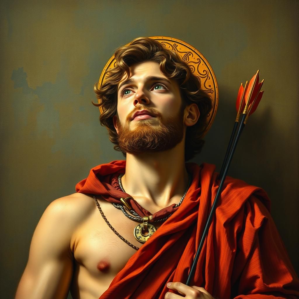 Saint Sebastian in Gustav Klimt Style