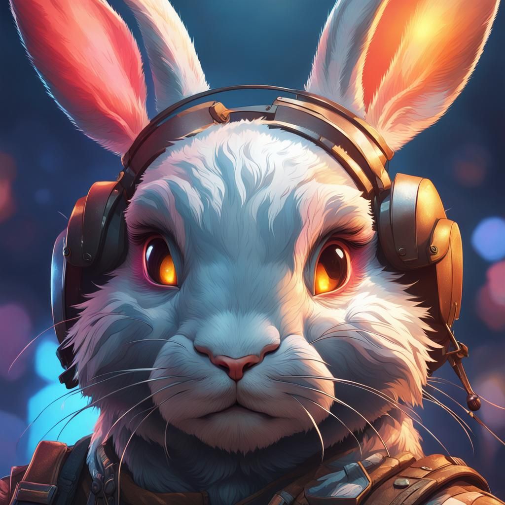 Hyperdetailed Bunny Portrait in Triadic Colors