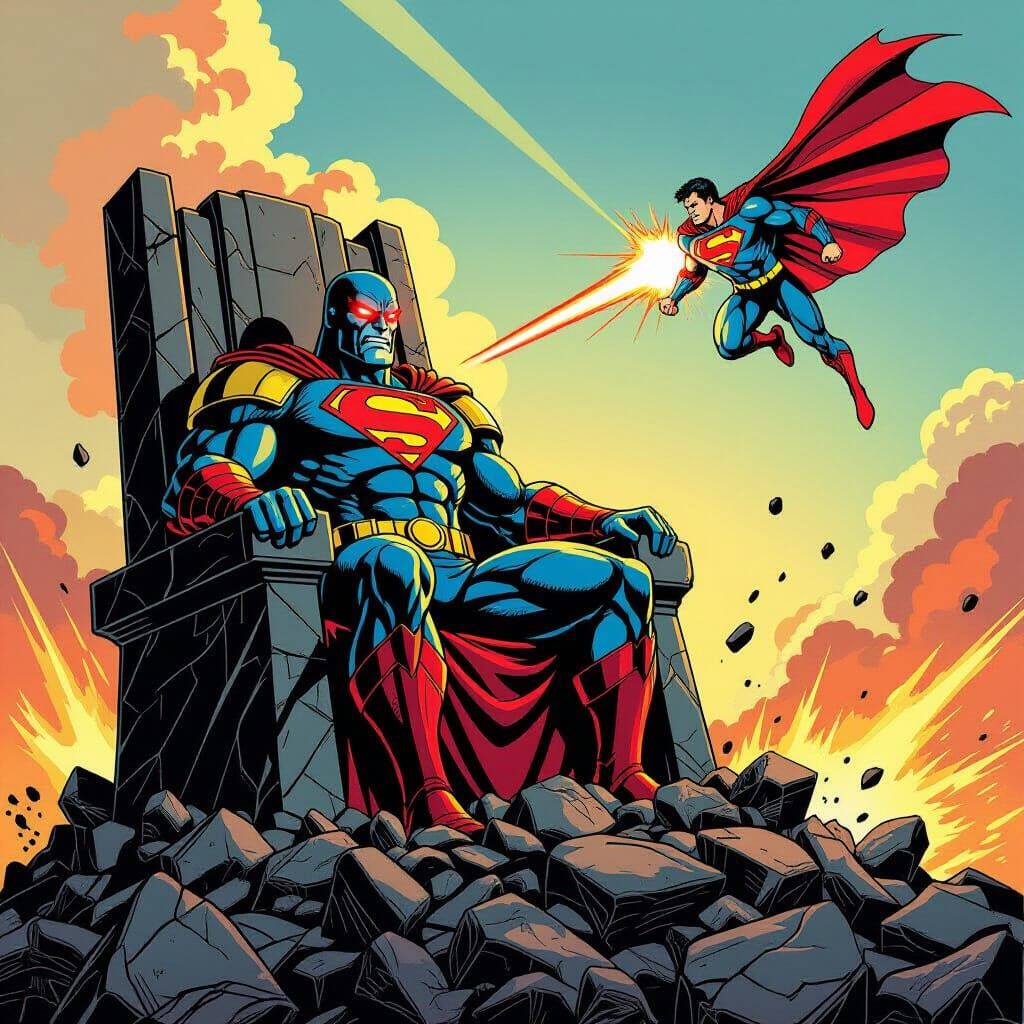 Darkseid Tyrant on Throne, Superman Approaches in Comic Art ...