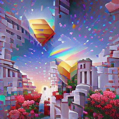 Colorful Art Deco Cityscape in Pixel Art