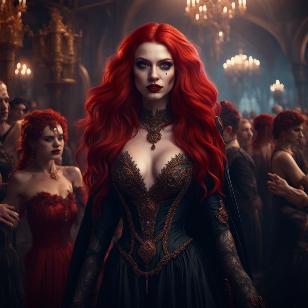 Masquerade Vampire Beauty in Detailed Matte Painting
