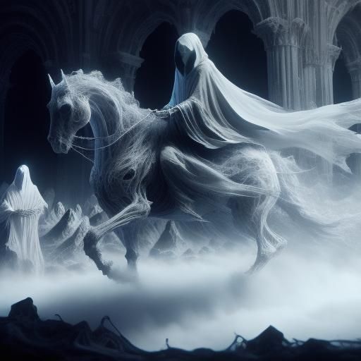 Baroque Macabre Ghost in Dimly Lit Study