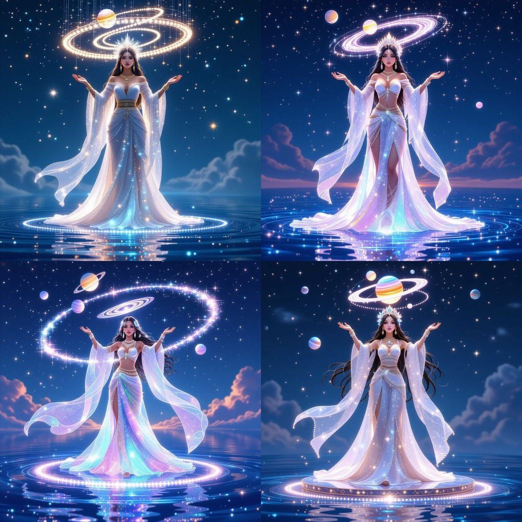 Celestial Goddess of Stars and Light in 3D Anime Art
