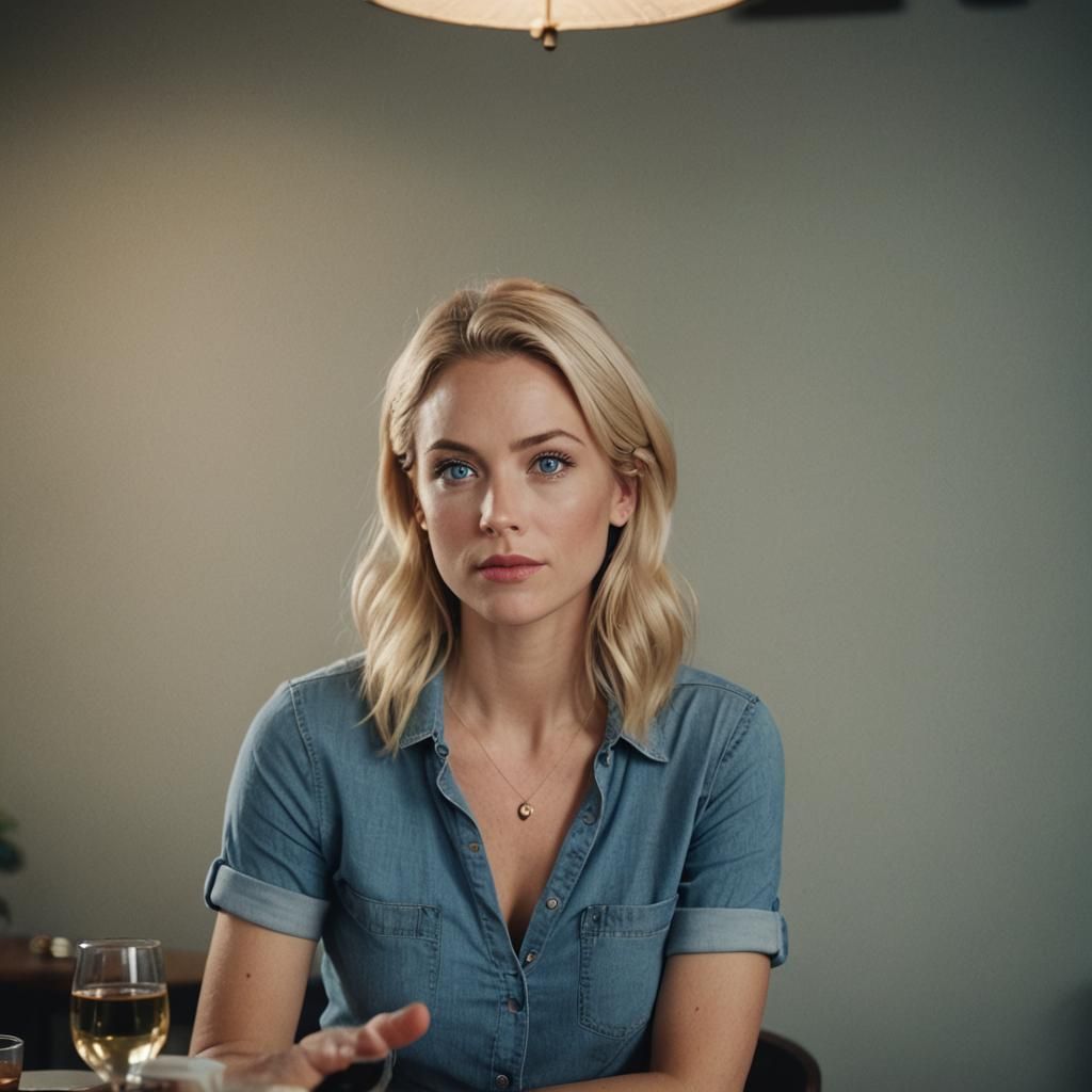 Beautiful Blonde Woman in Cinematic Film Still