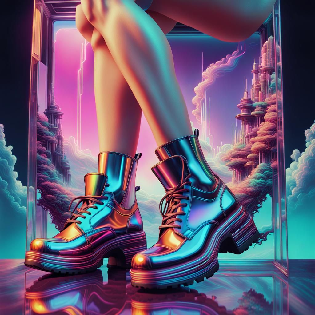 Vaporwave Dreamscape with Retro Graphics and Neon Fusion