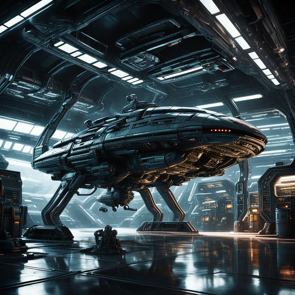 Alien Refuels Spaceship at Space Station Garage