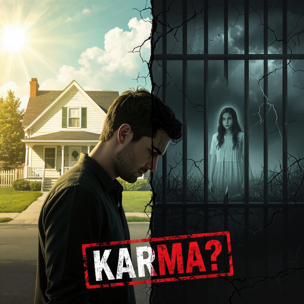 Shadowy Figure Split Background in Digital Art Style