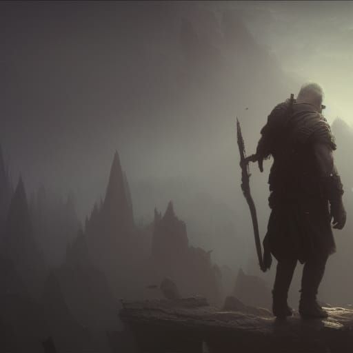 Intricate Dark Fantasy Portrait of a Thinking Man