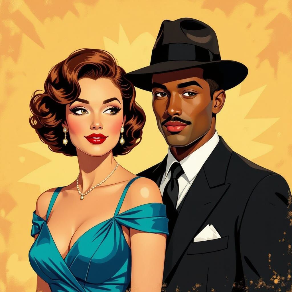Retro Jazz Age Couple in Digital Painting Style