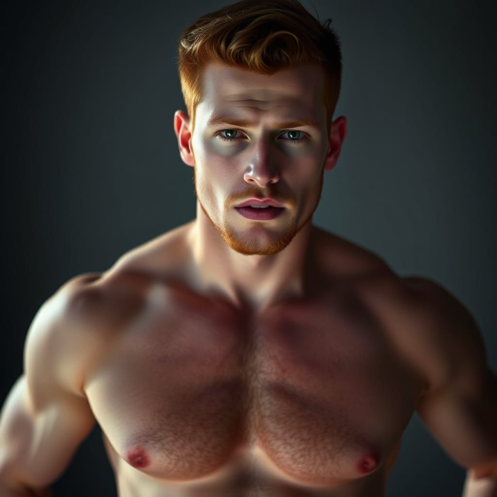 Dramatic Portrait of Ginger-Haired Man in Painterly Style