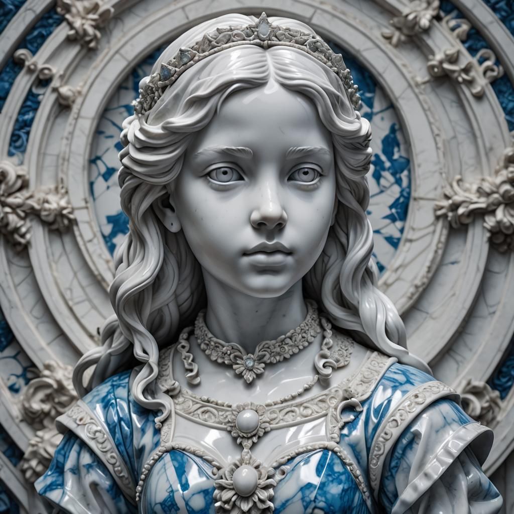 Hyperrealistic Marble Sculpture of a Young Girl