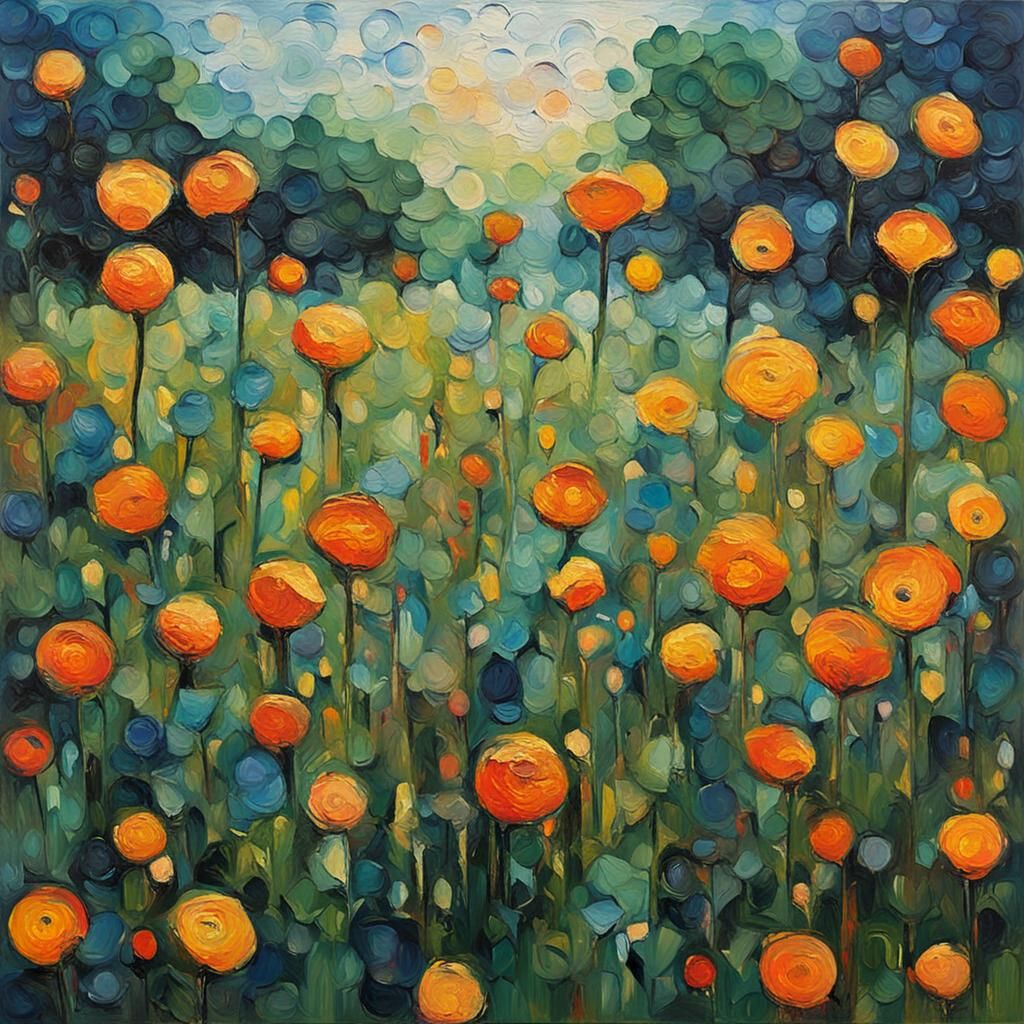 Etched Glass Portrait in Neo-Impressionist Style