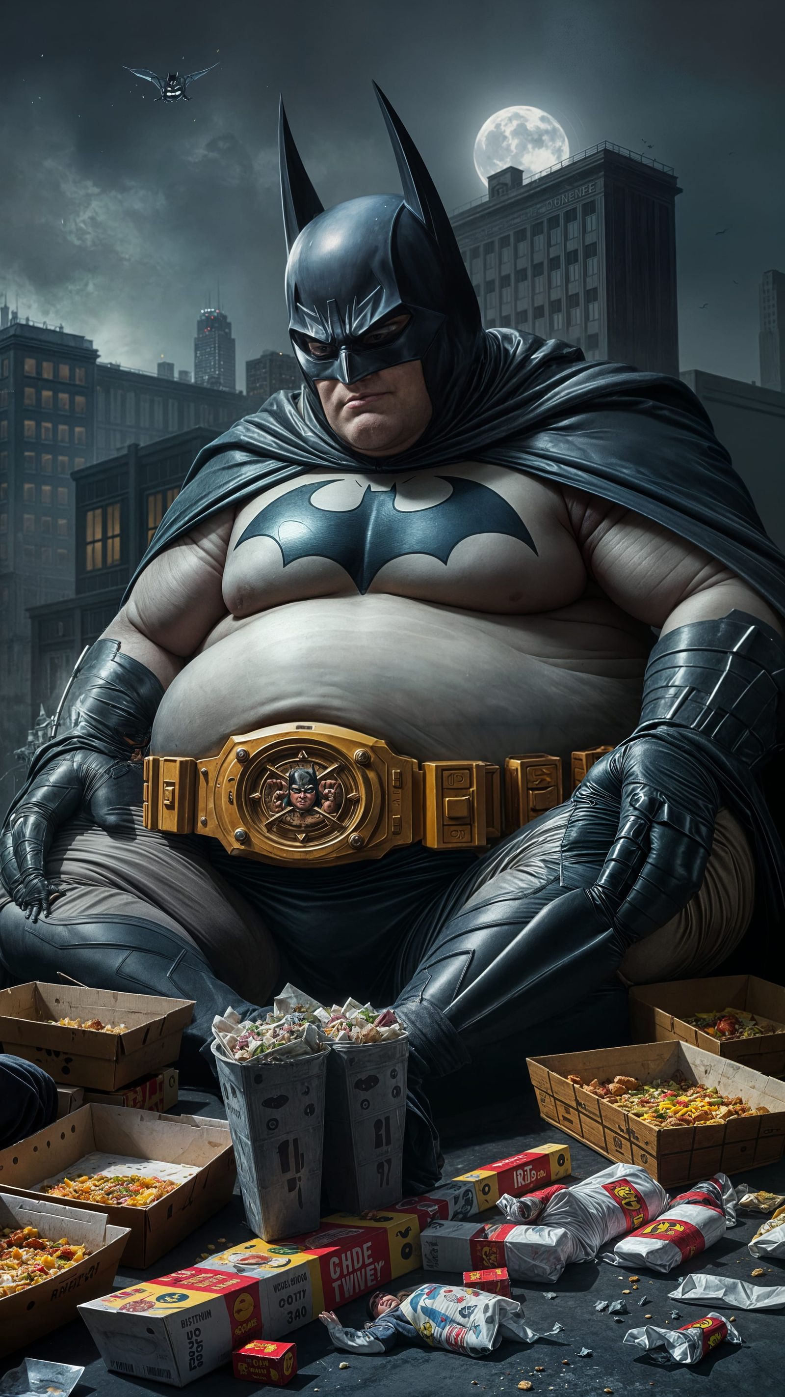 Disappointed Fat Batman in a Relaxed Pose