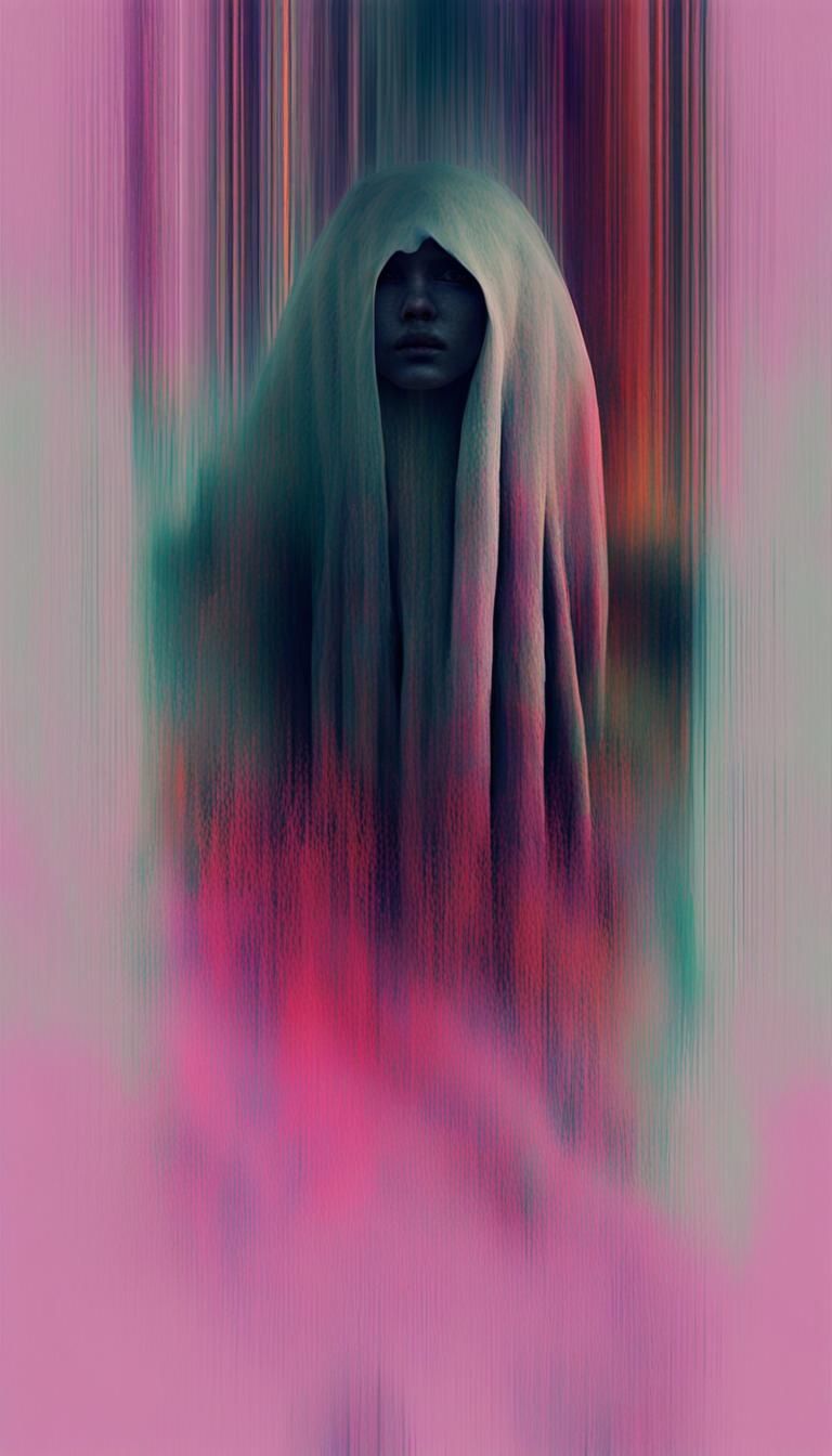 Abstract Digital Glitch Ghost Photomash Art