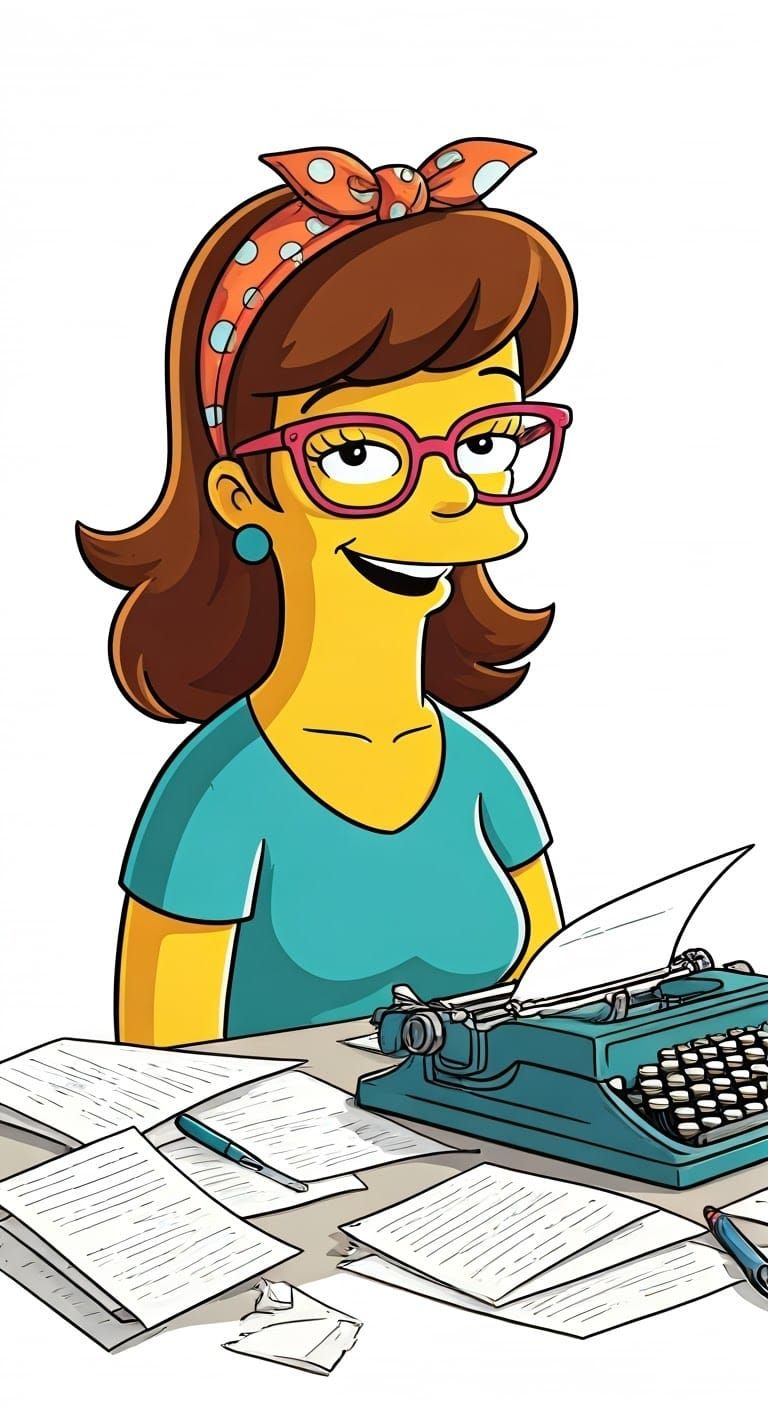 Retro-Inspired Writer in The Simpsons Style