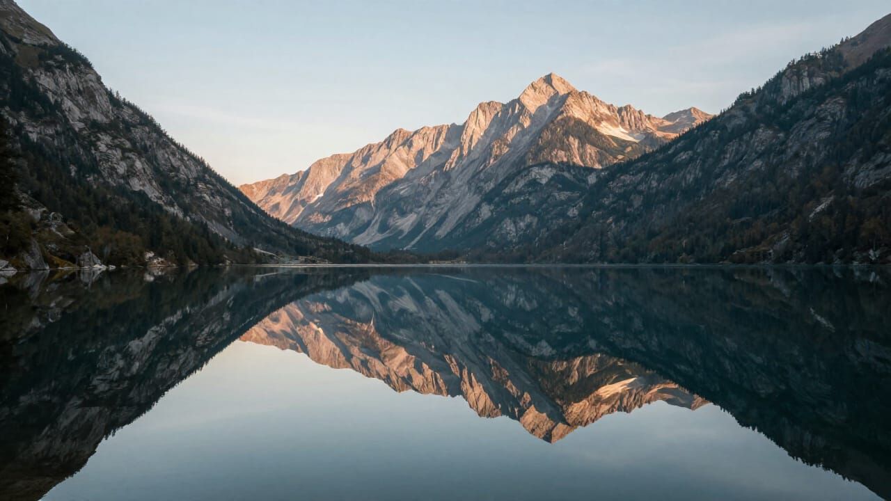 Mirror Lake Reflects Majestic Mountains in Serene Landscape