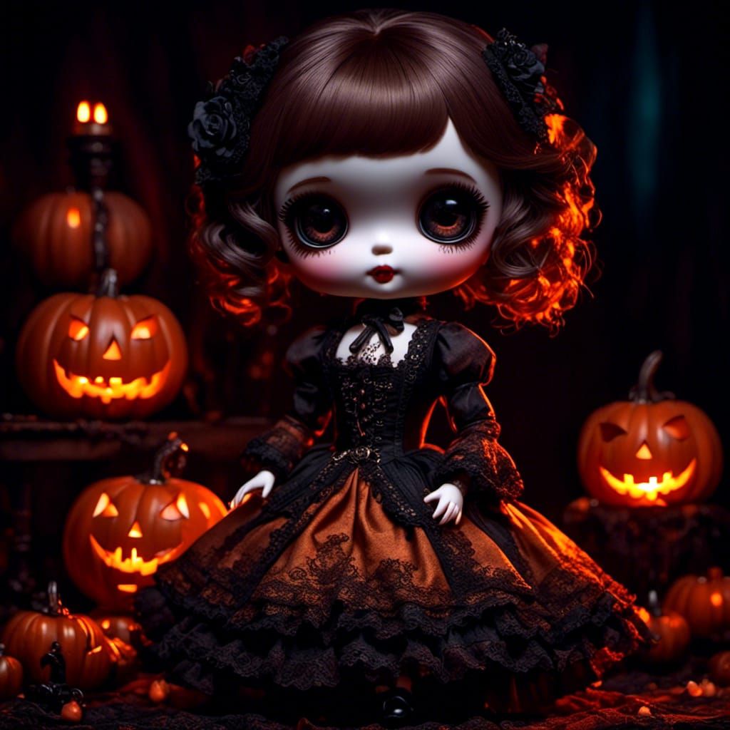 Dark Fantasy Halloween Doll with Knife