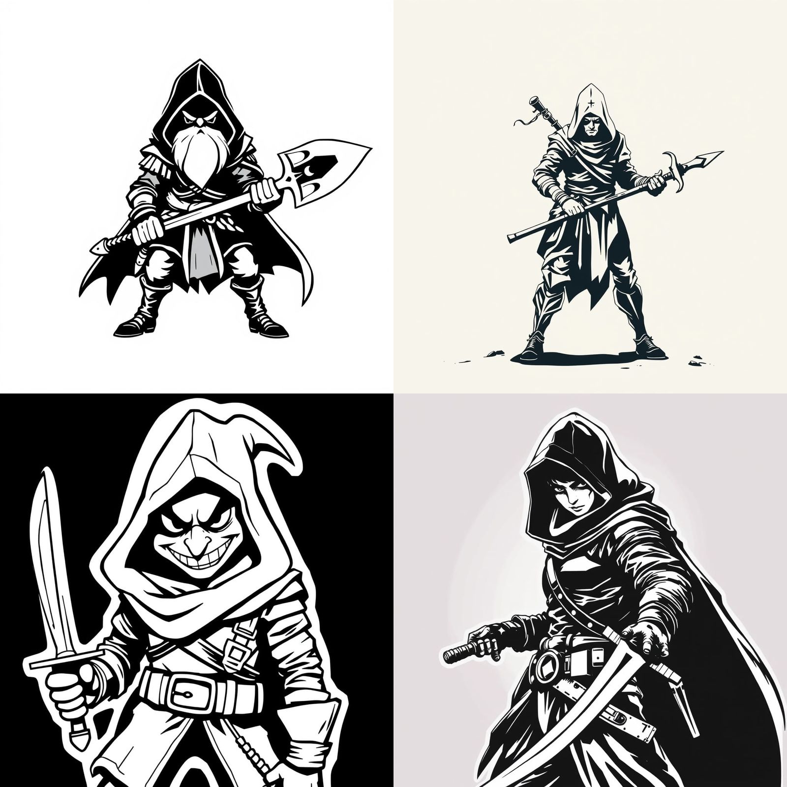 D&D Rogue: Simple Black and White Line Art