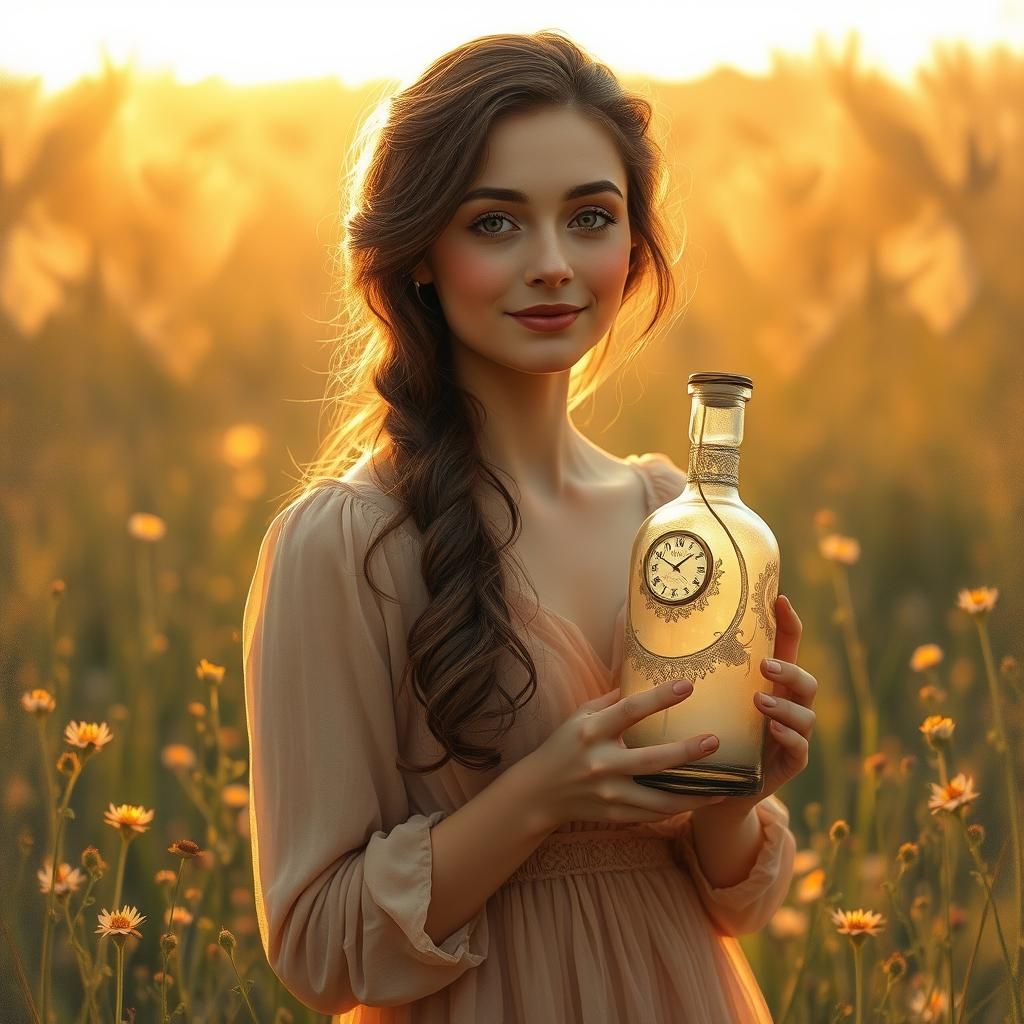 Woman Captures Time in Glass Bottle