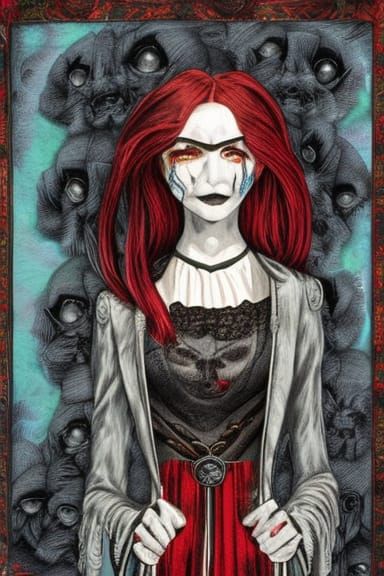 Gothic Vampire American Gothic Ink Painting