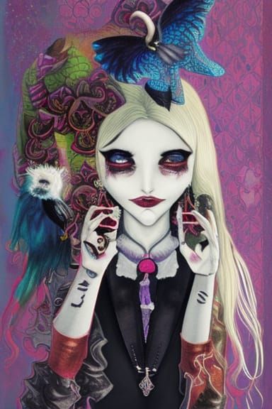 Vampire Gothic Masterpiece in Colorful Ink Style