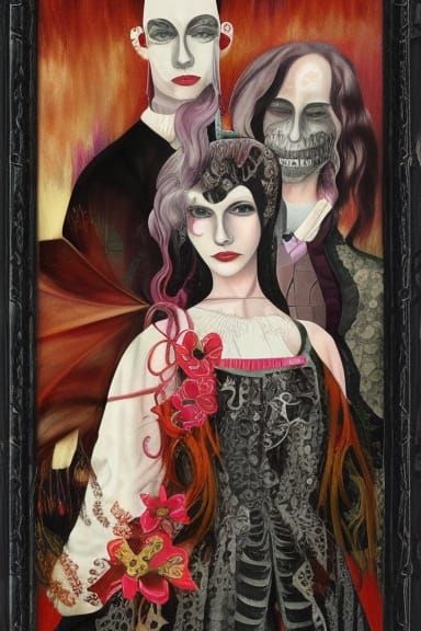 Gothic Vampire American Gothic Ink Painting