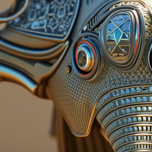 Cyberpunk Metallic Baby Elephant in High Detail