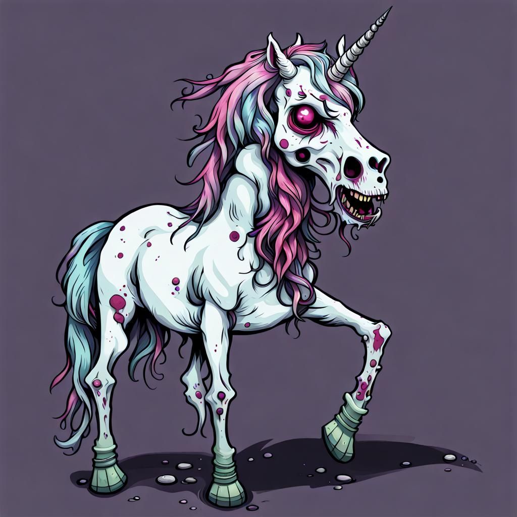 grotesque zombie unicorn